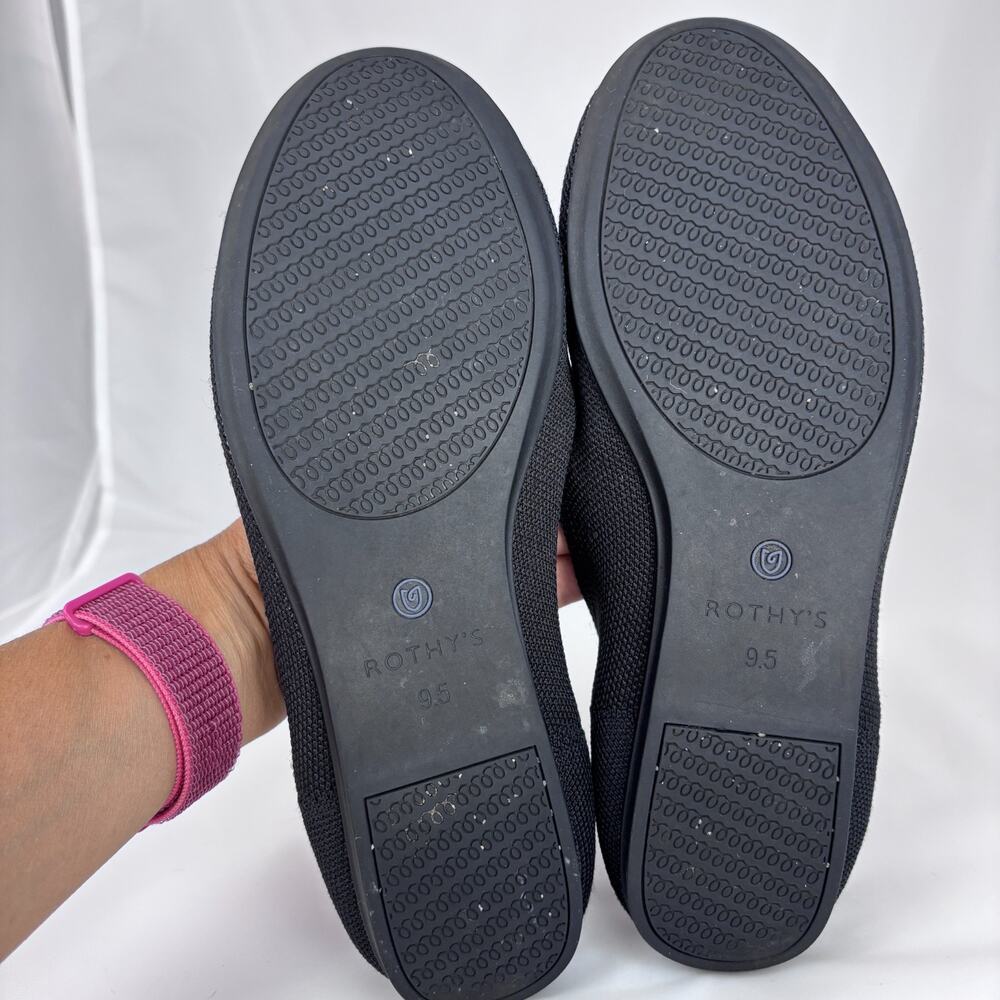 ROTHYS The Flat Knit Round Toe Ballet Flats Slip On Black Size 9.5 Washable - Picture 6 of 9